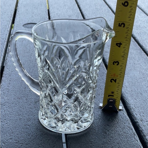 VGT. Pressed Glass Creamer Pitcher, Pineapple Fan Diamond Pattern Retro - Picture 6 of 8